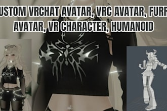 create a custom vrchat avatar, vrc avatar, furry avatar, VR character, humanoid