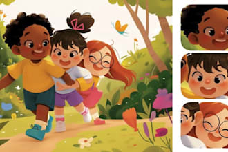 children story book illustration kid children book illustration, watercolor book