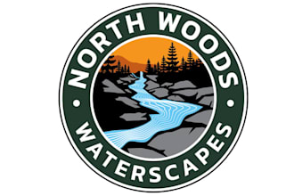 design magical rustic waterfalls and ponds logo