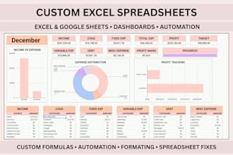 create custom excel spreadsheet, google sheets and excel automation