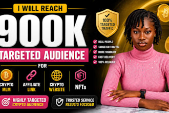 reach 900k targeted audience for crypto mlm, affiliate link crypto website, nfts