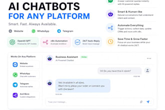 build ai chatbots for website, whatsapp, and telegram