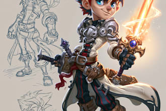 draw 2d game character illustration and concept art