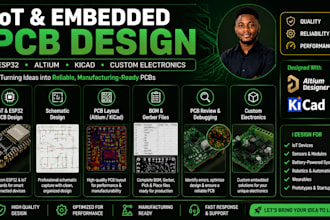 create iot and embedded pcb design esp32, altium, kicad with custom electronics