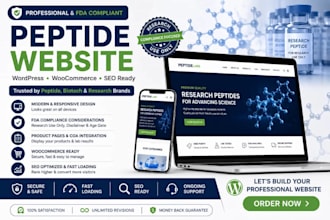 build fda compliant peptide website, research peptide woocommerce wordpress web
