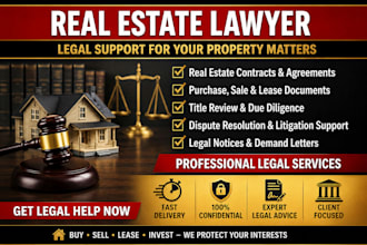 be your real estate lawyer for document review, contracts and legal advice