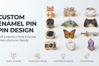 design custom soft enamel pin, hard enamel pin artwork for production
