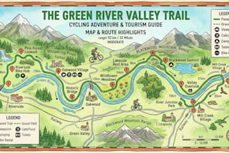 design cycling route map, bike trail, outdoor adventure and tourism guide map