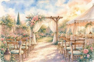 draw watercolor wedding venue