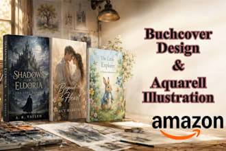 gestalte buchcover design und aquarell illustration für amazon KDP, bod, epubli