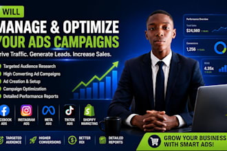 manage facebook ads campaign instagram ads shopify meta ads marketing tiktok ads