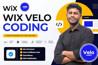 develop custom wix features using wix velo, wix code wix database and wix studio