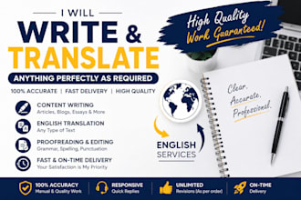 write, proofread, and edit english content professionally