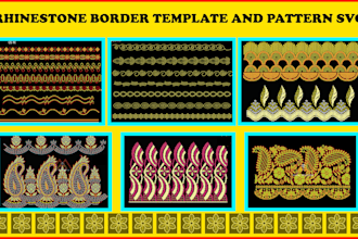 design custom rhinestone border template and pattern svg