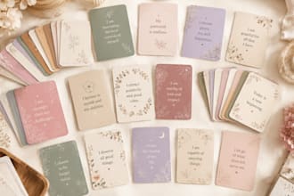 design affirmation card printable etsy motivational card game deck 3d box mockup