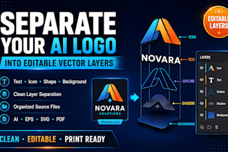 separate your ai logo elements into editable vector layers