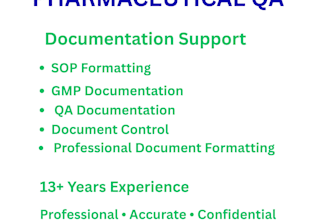 provide pharmaceutical QA documentation, sop formatting and gmp support