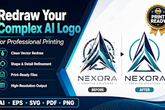 redraw your complex ai generated logo for professional printing
