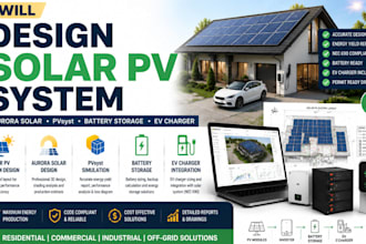 design solar pv system, aurora solar, pvsyst, battery storage and ev charger