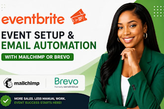 setup, promote event on eventbrite, integrate eventbrite with mailchimp or brevo