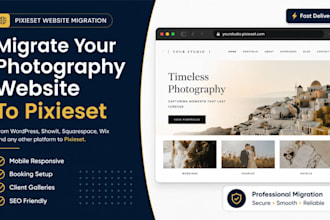 migrate photography website from showit, squarespace to pixieset pixieset design
