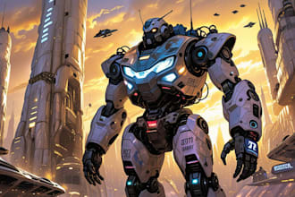 design sci fi mecha and robot concept art