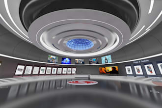 futuristic smart technology virtual showroom,3d exhibition,art gallery,3d render