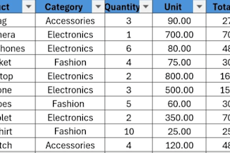 do product market research and web research in exce