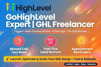 create gohighlevel workflows,websites in ghl,forms surveys, funnels