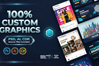 design custom social media posts in photoshop, illustrator, and coreldraw