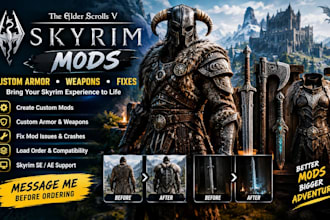 create and fix custom skyrim mods, armor, weapons, quests and scripts