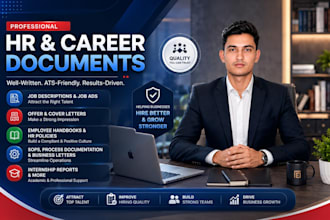 write job descriptions, job ads, HR policies, sops, and internship reports
