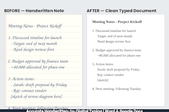 type your handwritten notes into a clean word or google document
