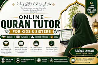 teach quran with tajweed, qaida and islamic studies online