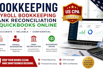 do bookkeeping, payroll bookkeeping, bank reconciliation, quickbooks online