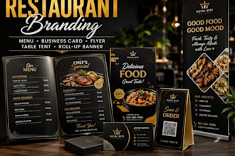 design modern restaurant menu food flyer business card and branding design