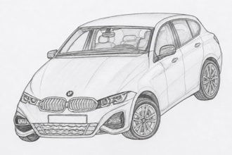 draw realistic pencil sketch of car