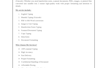 do english and marathi typing, formatting and data entry