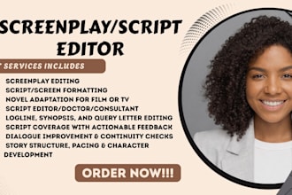 edit proofread format movie script screenplay query letter logline synopsis KDP