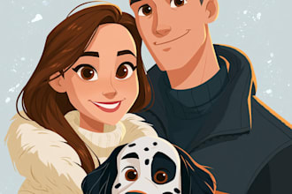 draw cartoon disney couple cartoon portrait