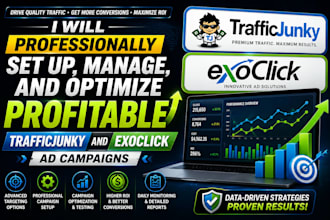 setup manage optimize profitable traffic junky and exoclick ad campaigns