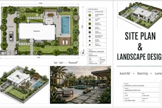 design landscape architecture backyard and site plans design in autocad sketchup
