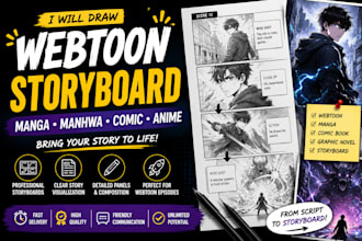 draw webtoon storyboard manga panels manhwa comic pages and anime art
