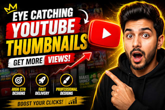 design eye catching youtube thumbnail for  more views
