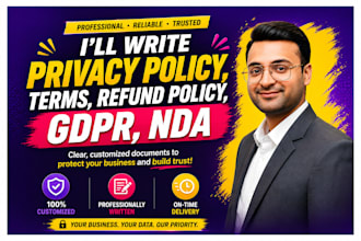 write privacy policy, terms, gdpr, disclaimer, nda, refund policy