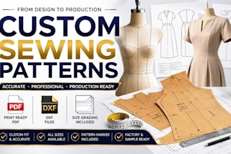 create sewing patterns with grading for fashion brands and apparel production