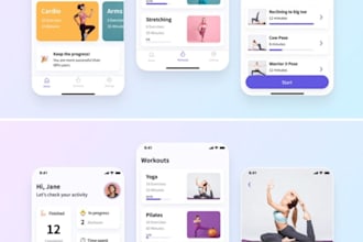 develop a fitness app, workout tracker, gym or yoga wellness app for mobile