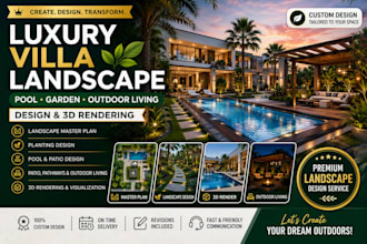 design and render your luxury villa pool outdoor landscape