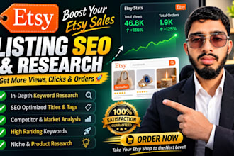 etsy SEO listing optimization, keyword research and product listing