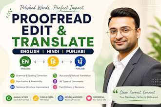 proofread, edit and translate english, hindi, punjabi